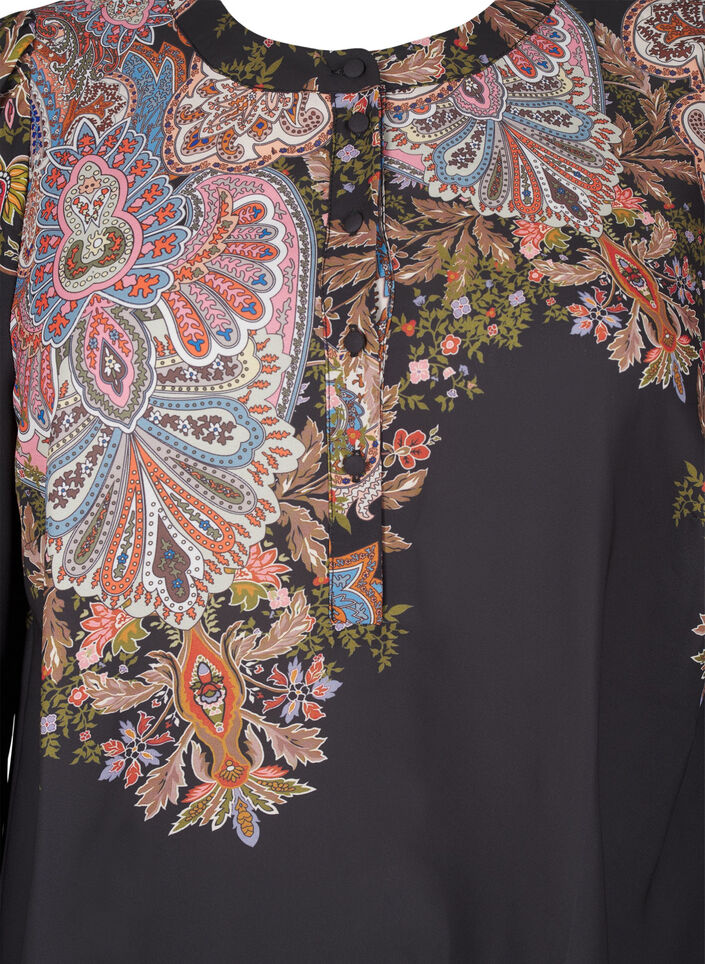 Robe mi-longue &agrave; imprim&eacute; paisley, Black Paisley, Packshot image number 2