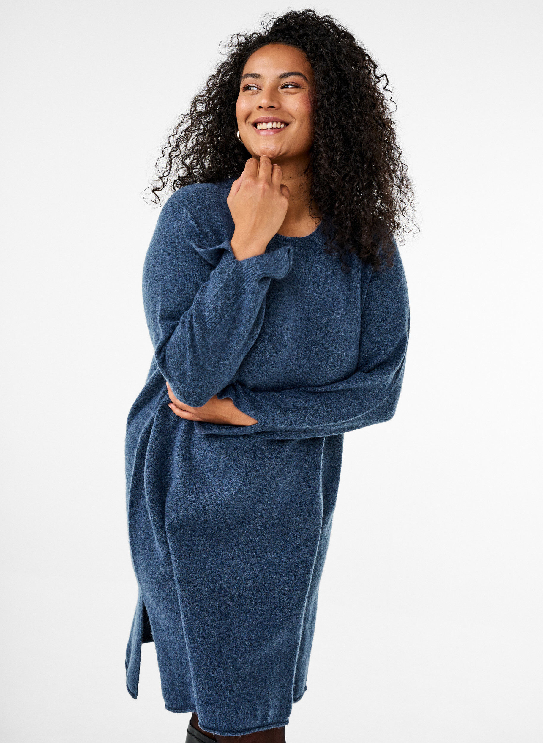 Zizzi Robe en tricot avec des fentes, Bering Sea Mel., Image image number 0