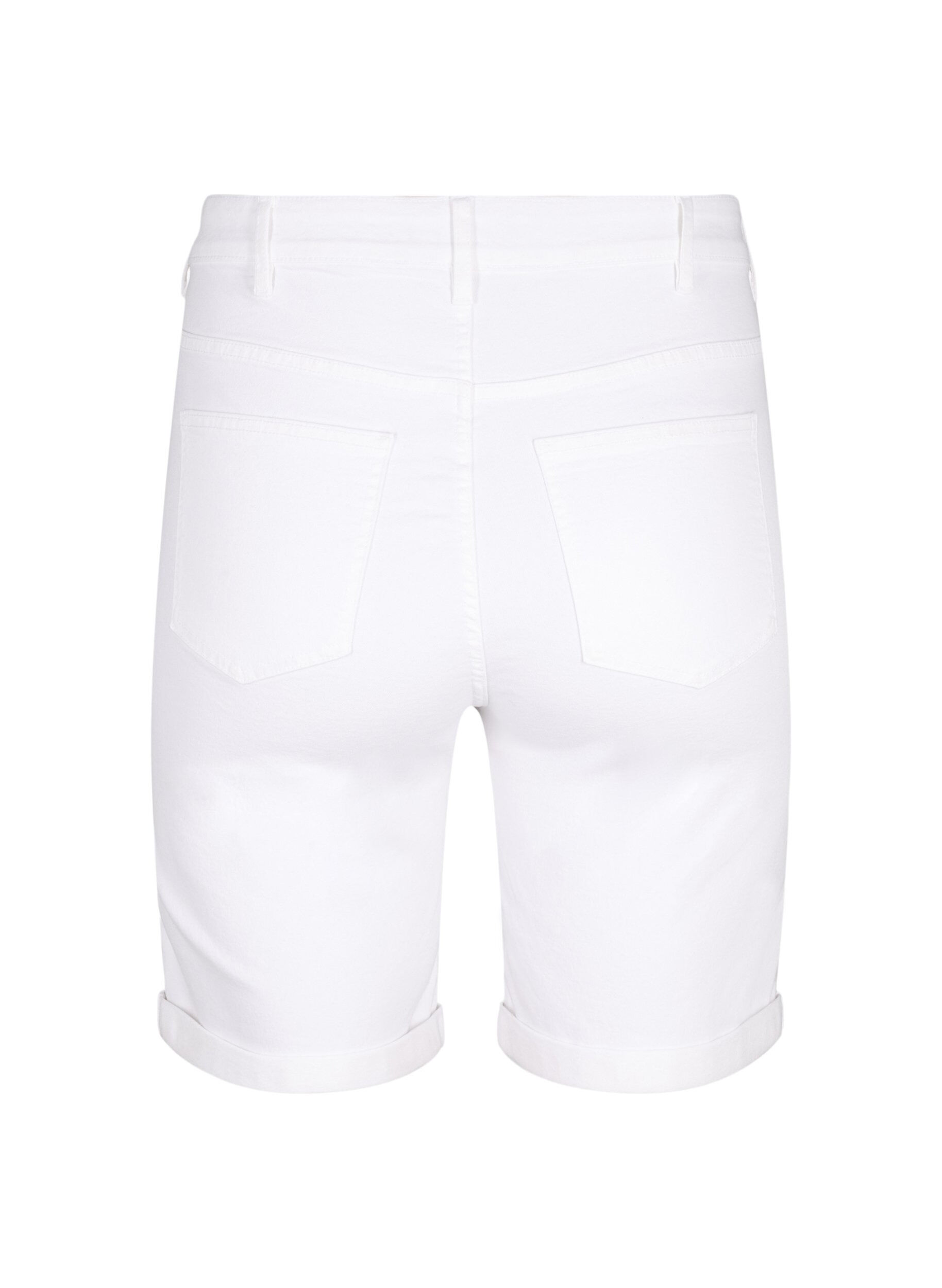 ZizziKorte spijkerbroek met strakke pasvorm en hoge taille, Bright White, Packshot image number 1
