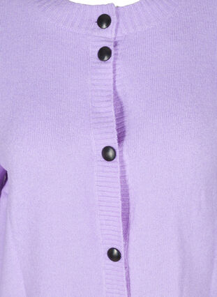Cardigan court en maille avec boutons de couleurs contrastées, Purple Rose Mel., Packshot image number 2