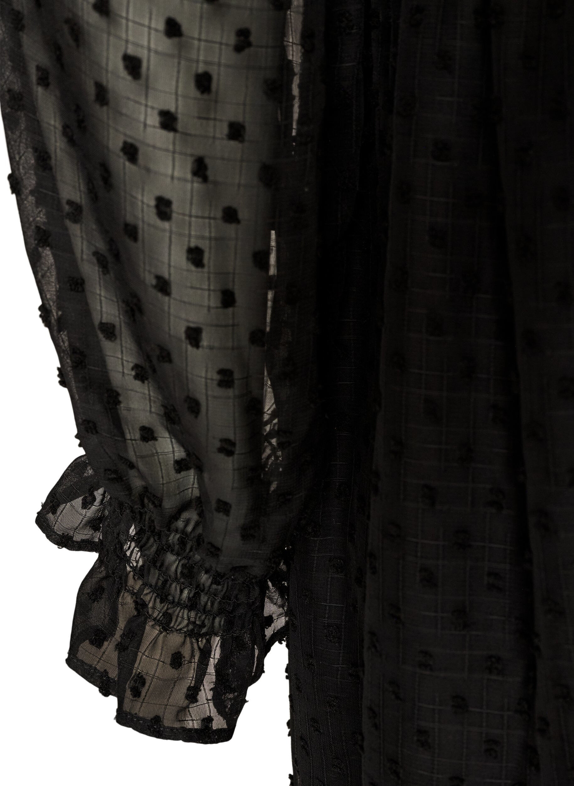 ZizziRobe en mousseline avec dentelle guipure et taille empire, Noir, Packshot image number 3