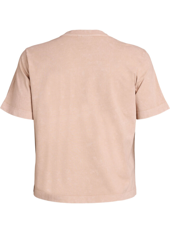 Katoenen T-shirt met print aan de voorkant, Beige, Packshot image number 1
