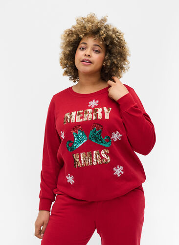 Kerst sweatshirt, Red Merry Xmas , Model image number 0