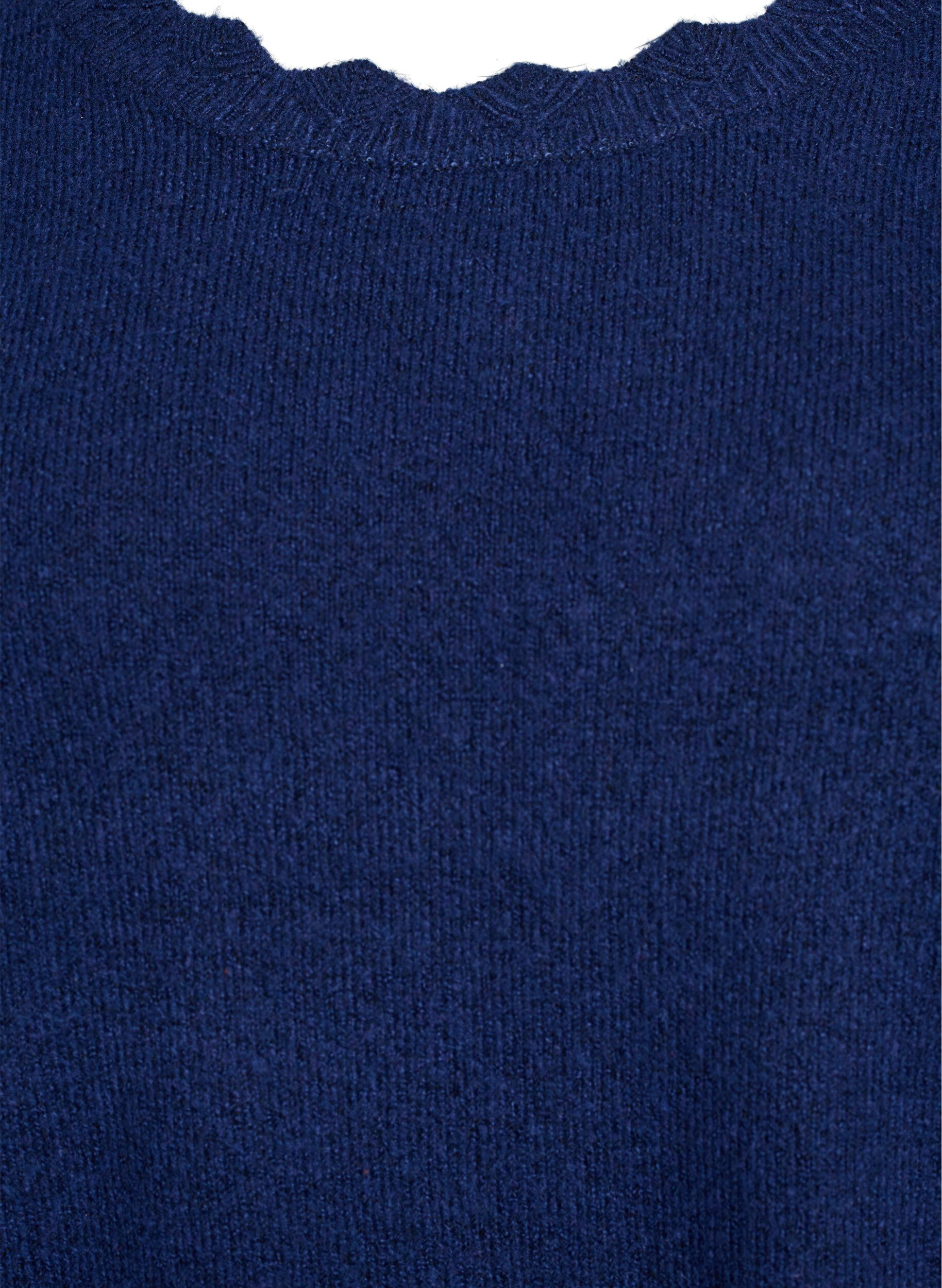 ZizziBlouse en maille &agrave; bords ondul&eacute;s, Bleu, Packshot image number 2