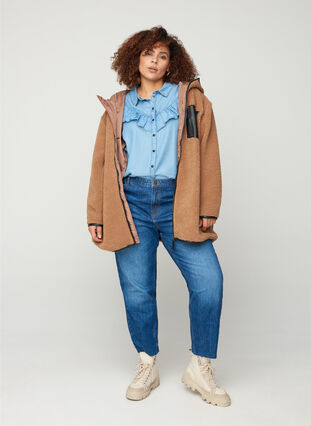 Trendy jas met capuchon en ritssluiting, Burro, Model image number 3