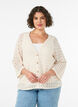 Gebreid vest met open broderie en V-hals, Beige, Model image number 0