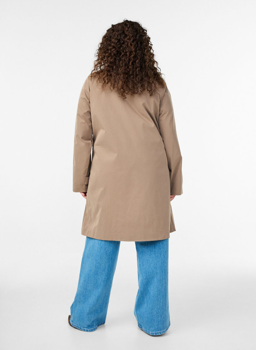 Lentejas met imitatie su&egrave;de kraag en onzichtbare knoopsluiting, Beige, Model image number 1