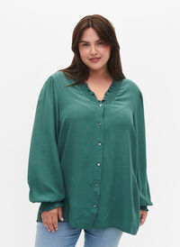 Lange mouw shirt blouse in viscose, Sea Pine, Model