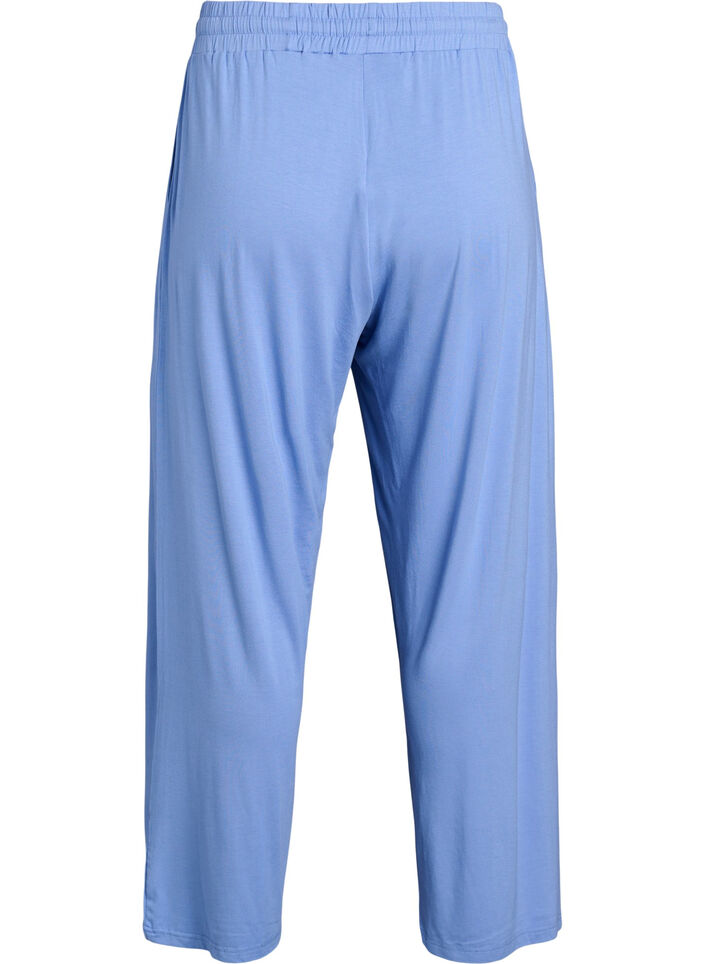 Pantalon de nuit ample en jersey de viscose avec poches, Bleu, Packshot image number 1