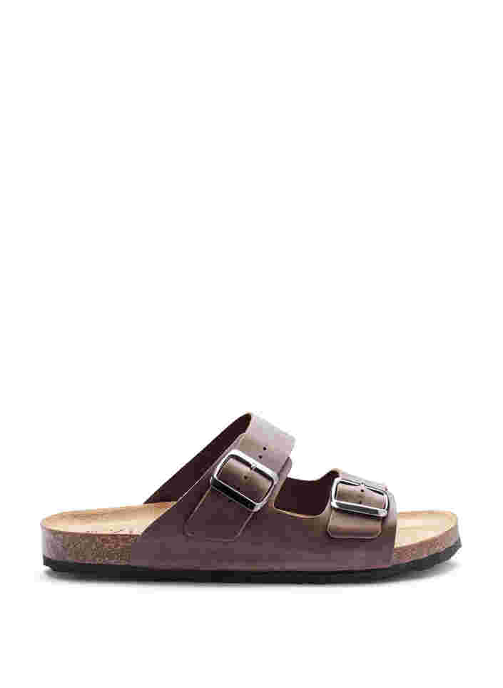 Sandales en cuir avec boucles réglables, Brown, Packshot image number 0