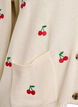 Cardigan en maille avec broderies de cerises, Vanille, Packshot image number 3