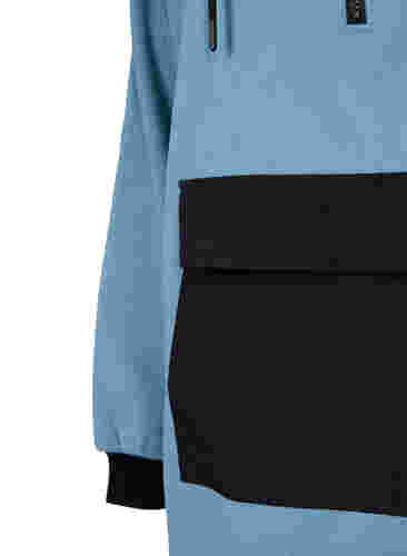 Lange fleece anorak met rits, Smoke Blue w. Black, Packshot image number 2