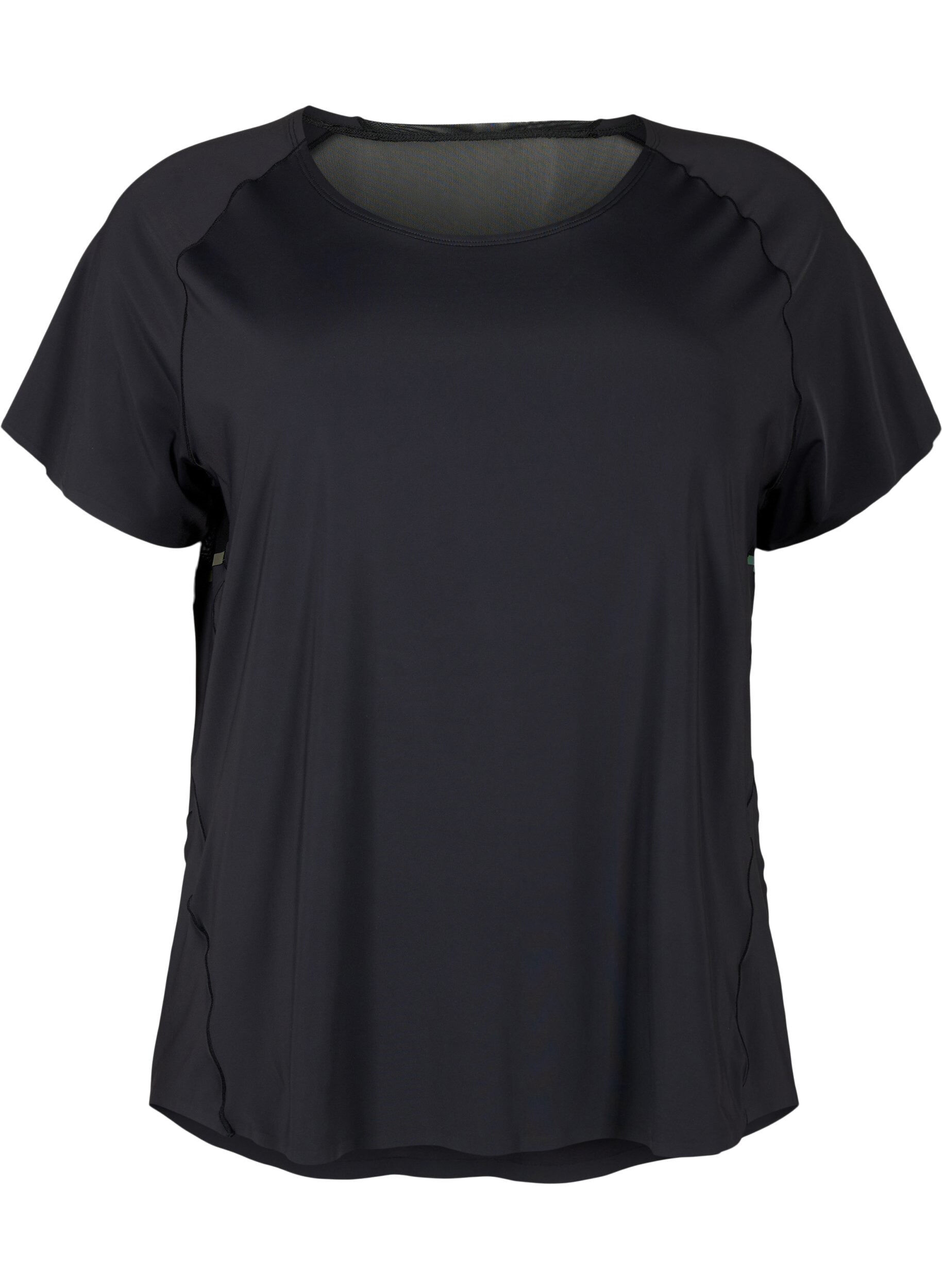 ZizziTrainings-T-shirt met mesh en reflecterende details, Black, Packshot image number 0