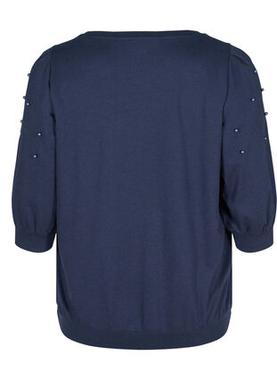 Sweatshirt met pofmouwen en kraaltjes, Black Iris, Packshot image number 1
