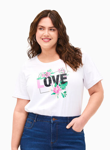 FLASH – T-shirt imprimé, Bright White Love, Model image number 0