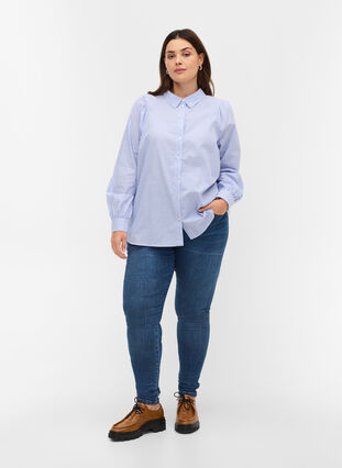Chemise en coton à rayures, White/Blue stripe, Model image number 3