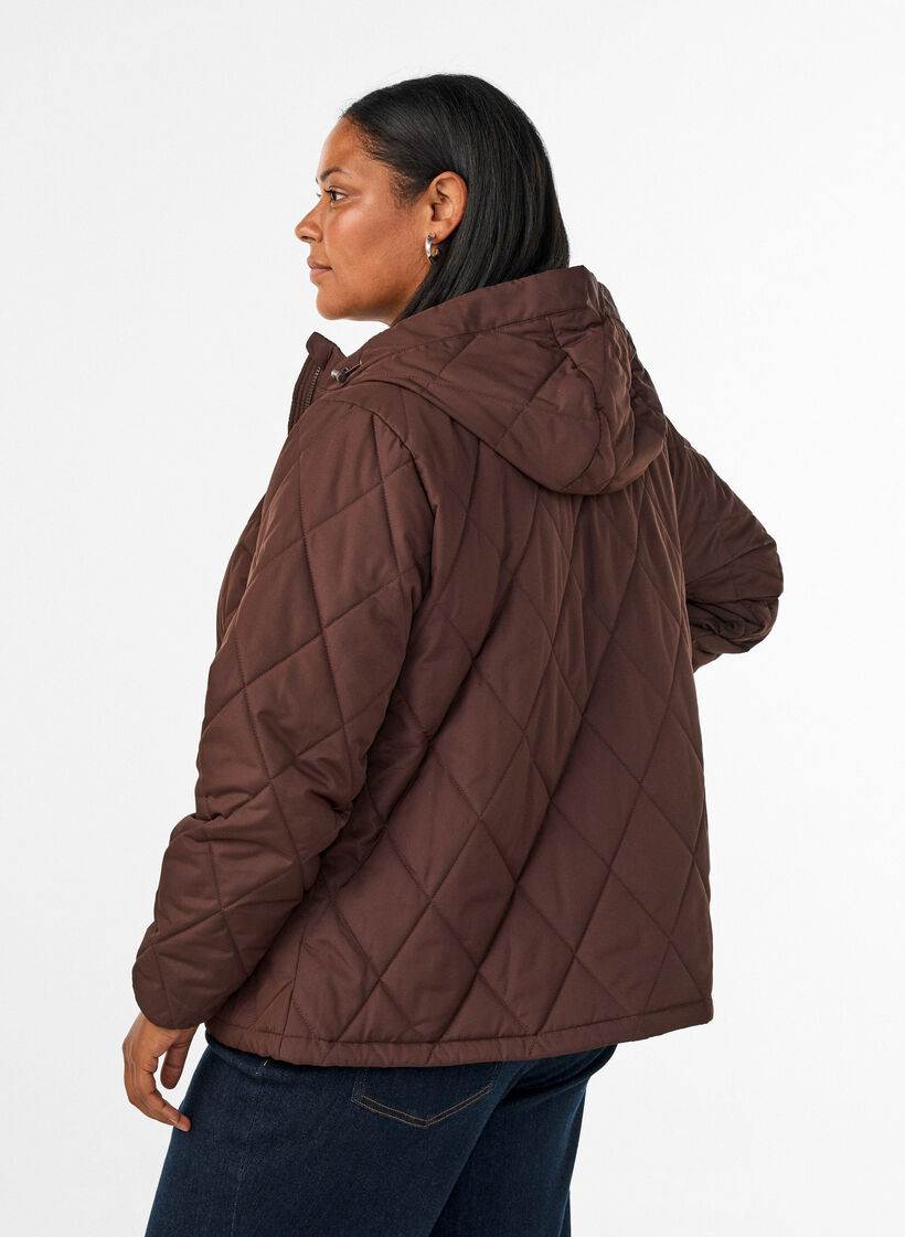 Licht gewatteerd jack met diamant-quilt, Bruin, Model image number 2