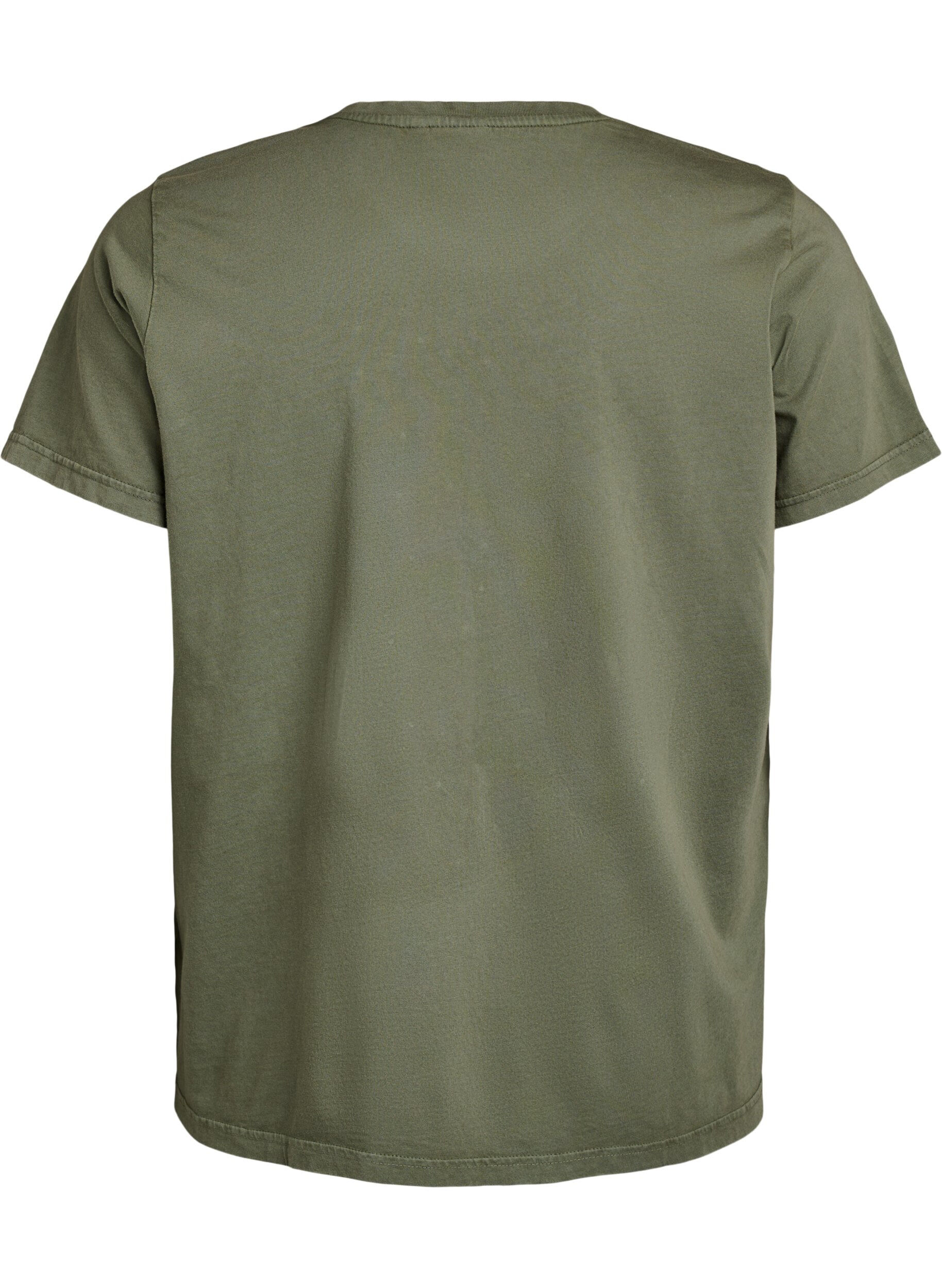 Zizzi T-shirt en coton biologique avec une impression cool, Vert, Packshot image number 1