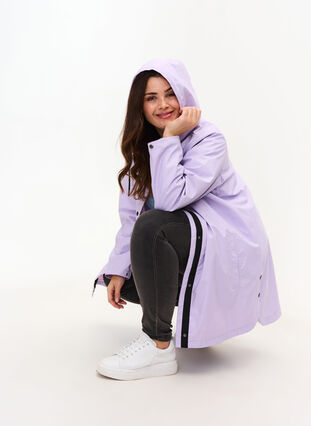 Manteau de pluie avec capuche et poches, Pastel Lilac, Model image number 2