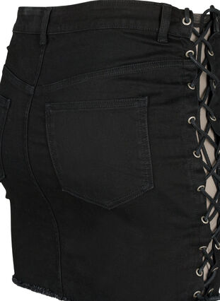Jupe courte en jean à lacets, Black, Packshot image number 3