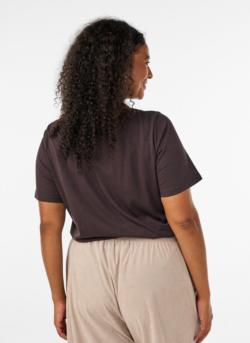 T-shirt imprim&eacute;, Marron, Model image number 2