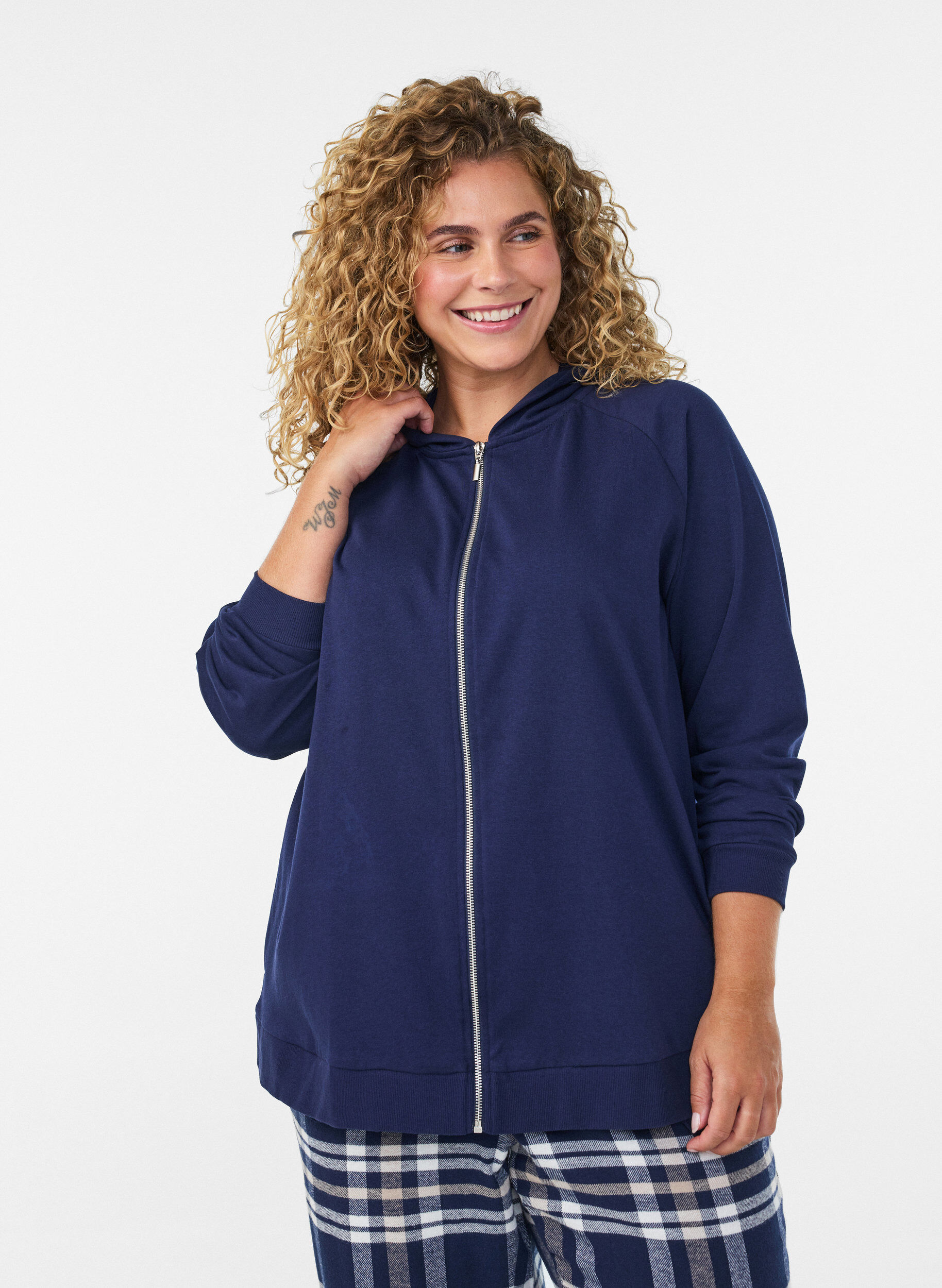 ZizziSweatvest met capuchon en zakken, Blauw, Model image number 0