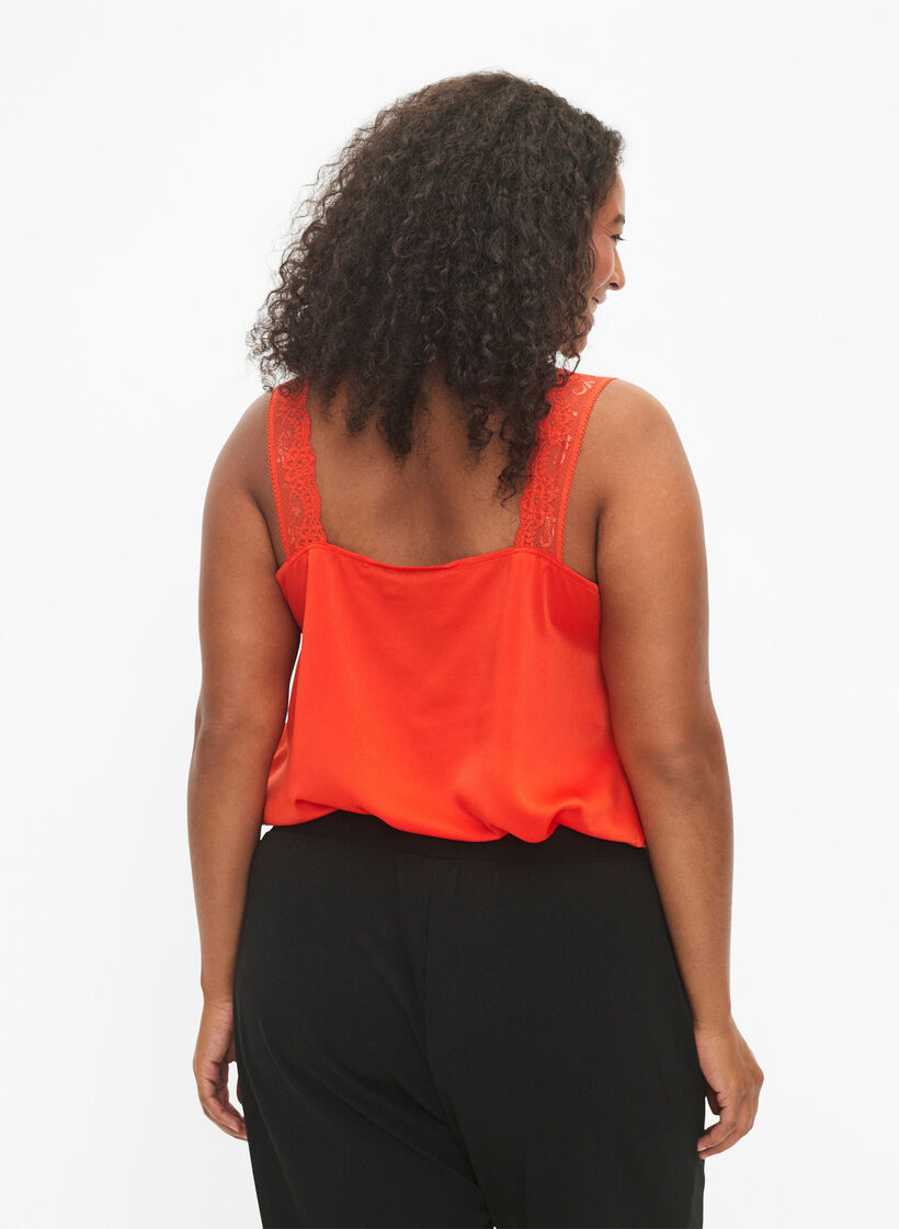 FLASH - Top met V-hals en kanten rand, Orange.com, Model image number 1