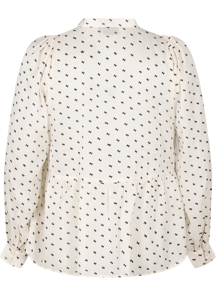 Chemisier à basque et nœuds, Ecru w Bow, Packshot image number 1