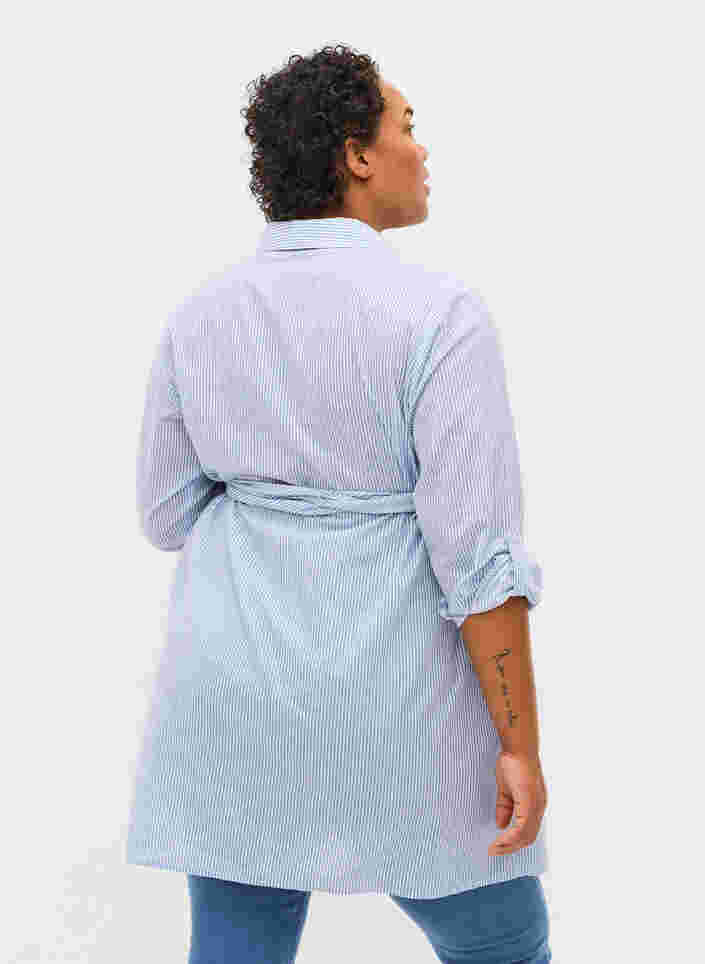 Robe chemise de grossesse en coton, Blue Stripe, Model image number 1