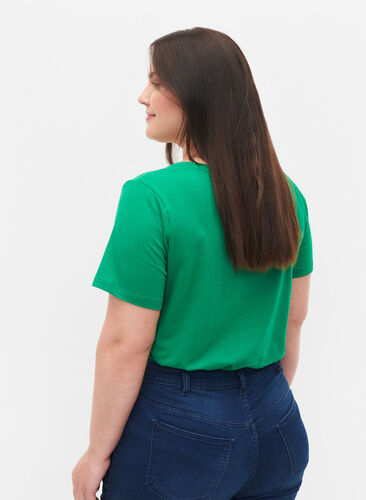Basic t-shirt in effen kleur met katoen, Jolly Green, Model image number 1