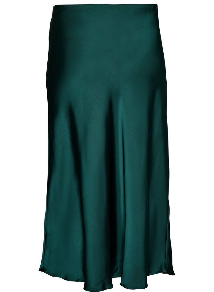Jupe midi en satin, Vert fonc&eacute;, Packshot image number 1