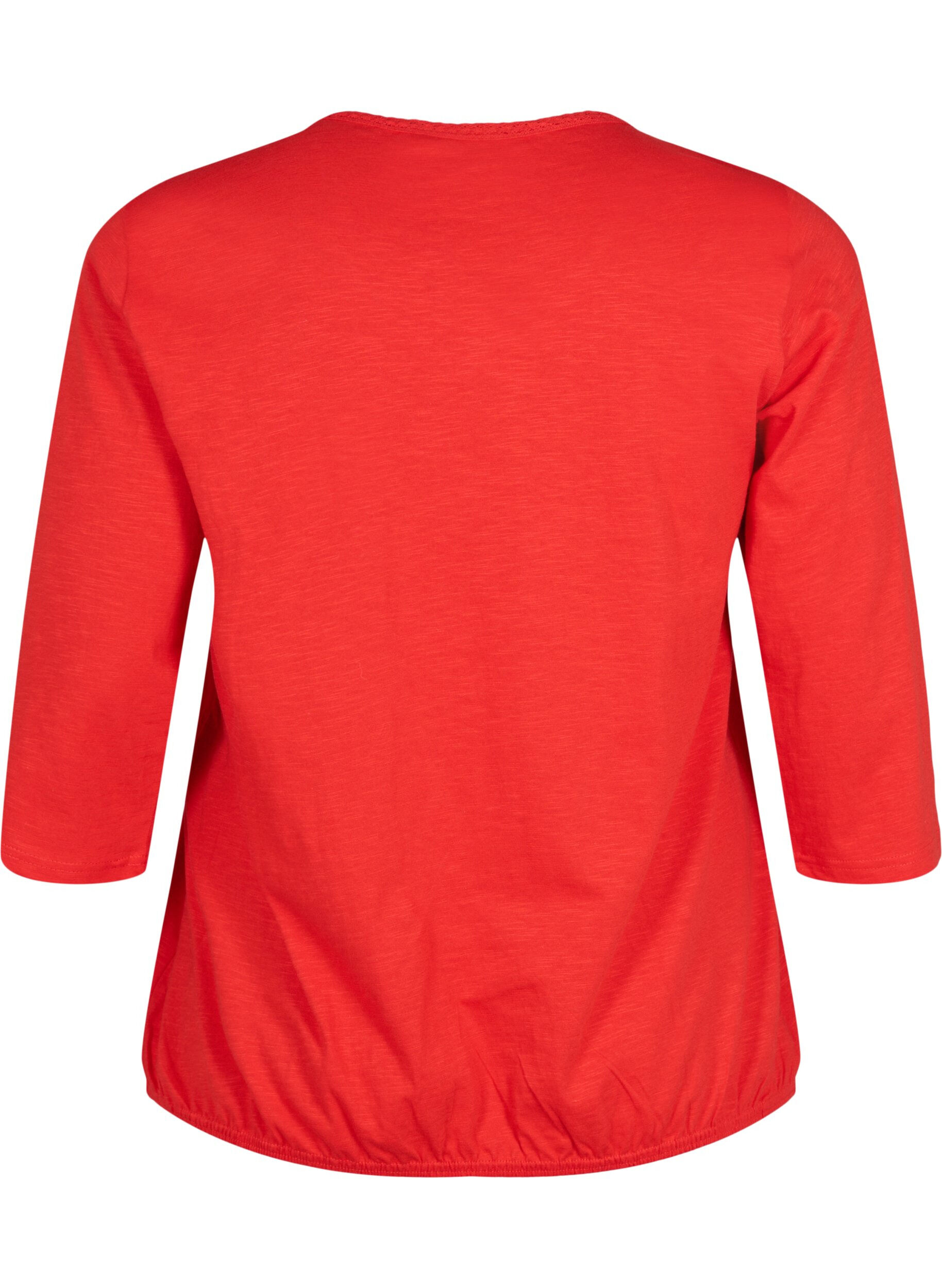 ZizziKatoenen blouse met 3/4 mouwen, Fiery Red, Packshot image number 1