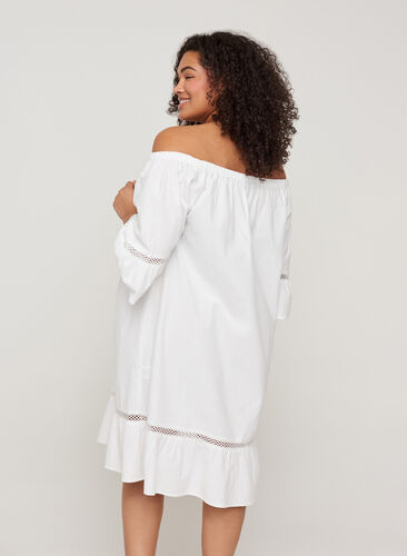 Robe en coton avec manches courtes, Bright White, Model image number 1
