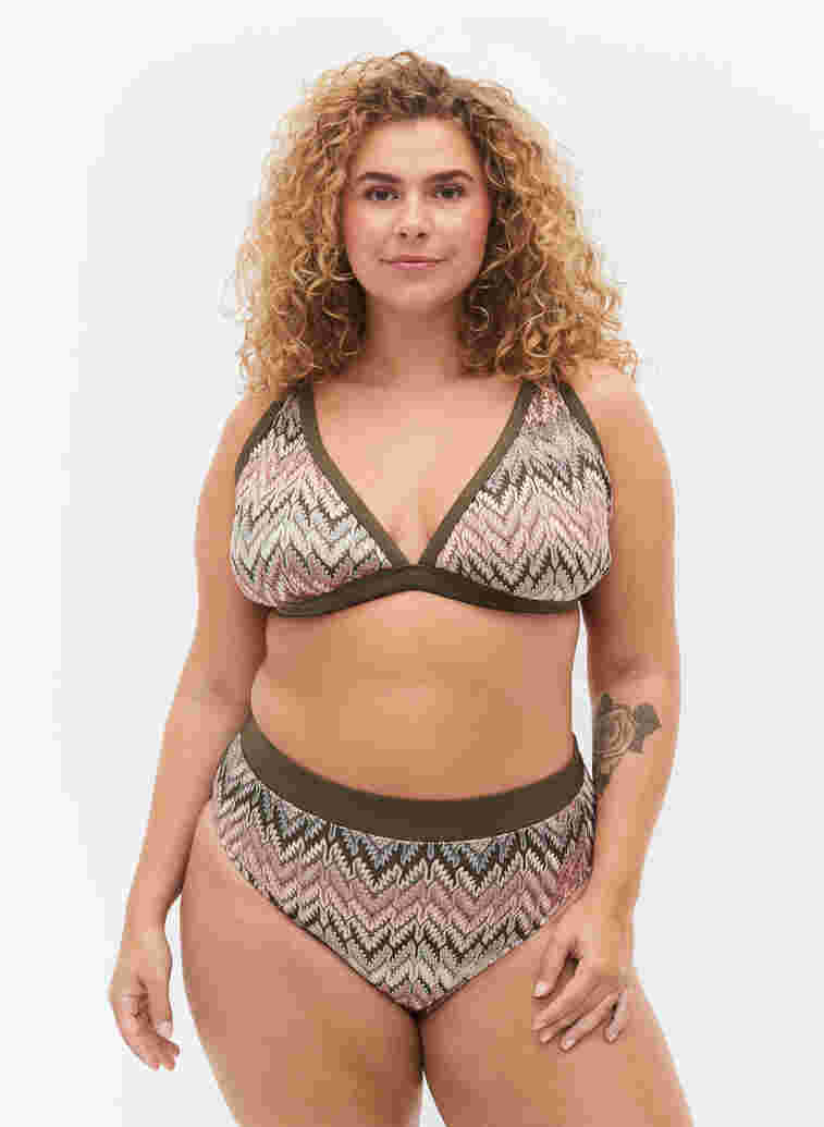 Thai bikinibroekje met patroon en hoge taille, Beech AOP, Model