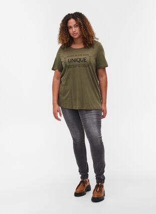 Katoenen t-shirt met korte mouwen en print, Ivy Green/Unique, Model image number 2