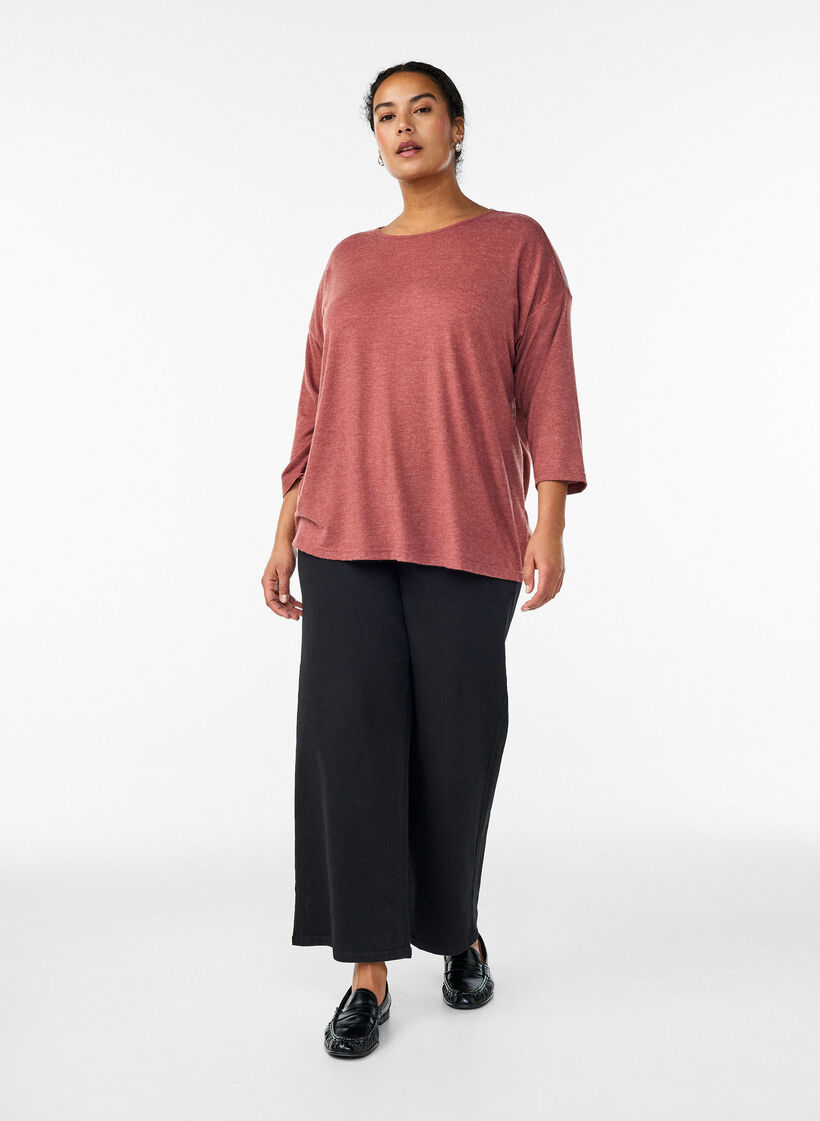 Jersey blouse met 3/4 mouwen, Rood, Model image number 1