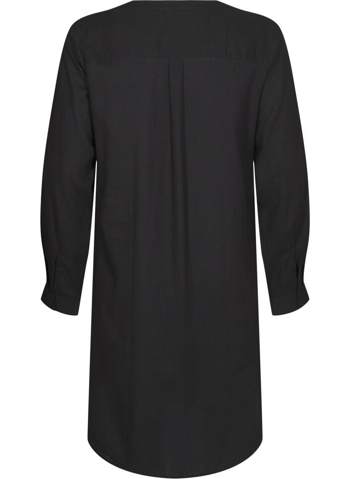 Chemise longue en lin et viscose, Noir, Packshot image number 1
