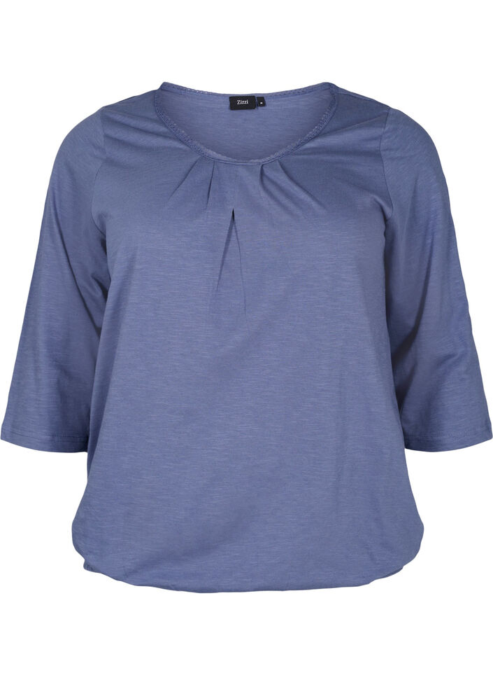 Katoenen blouse met 3/4 mouwen, Vintage Indigo, Packshot image number 0