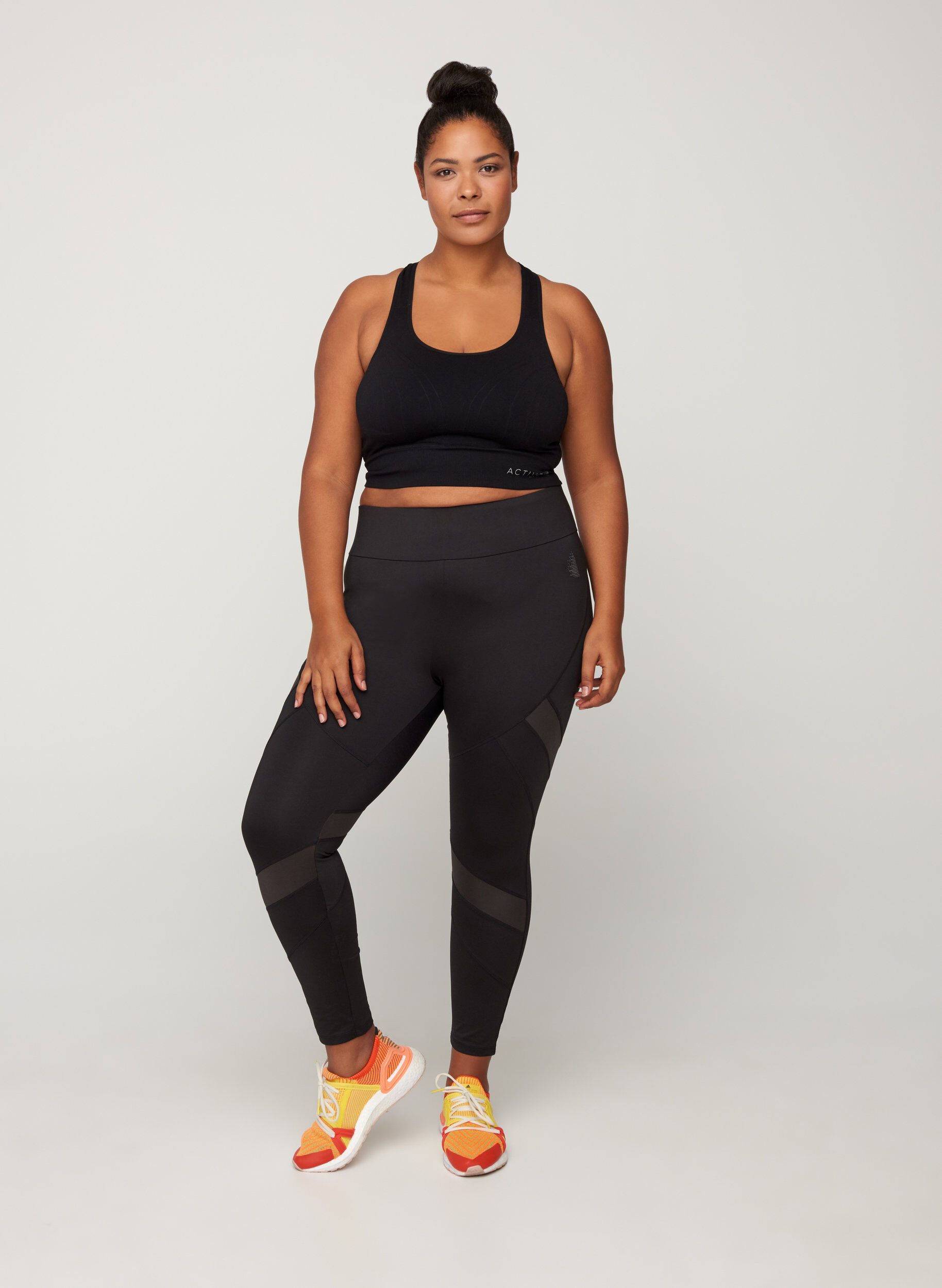ZizziCropped sportlegging met mesh, Black, Model image number 2