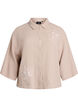 Katoenen mousseline shirt met geborduurde details, Beige, Packshot image number 0