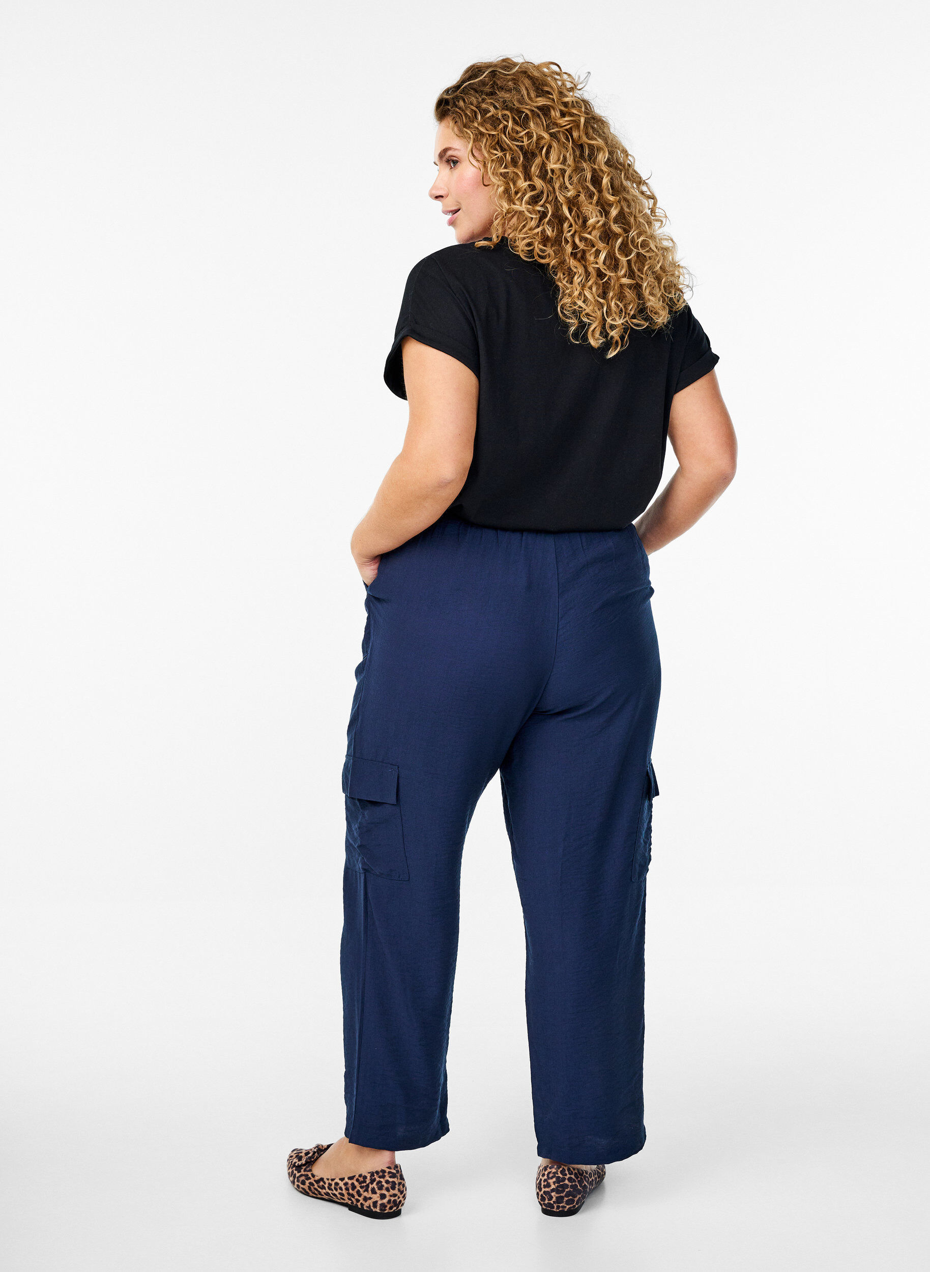 ZizziCargo broek met hoge taille, Blauw, Model image number 1