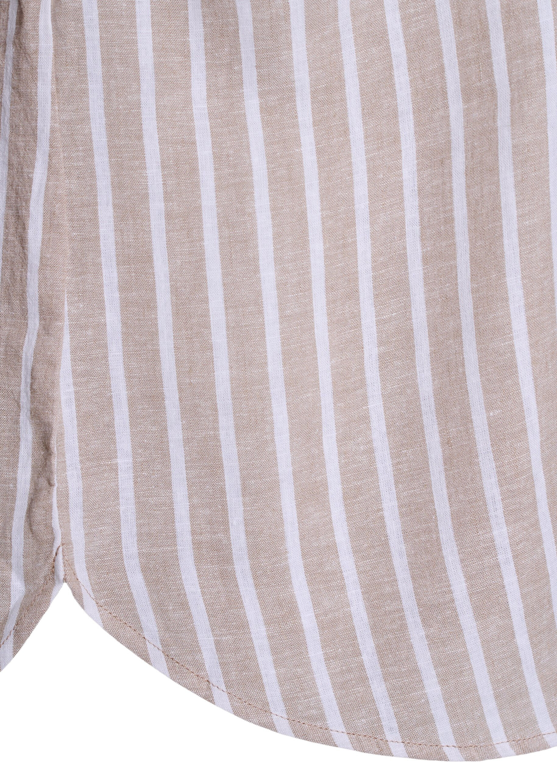 Zizzi Chemise en lin et viscose avec manches 3/4, Beige, Packshot image number 3