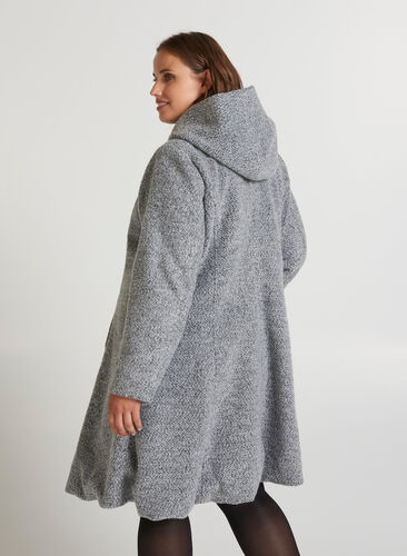 Manteau long avec de la laine, Light Grey Melange, Model image number 1