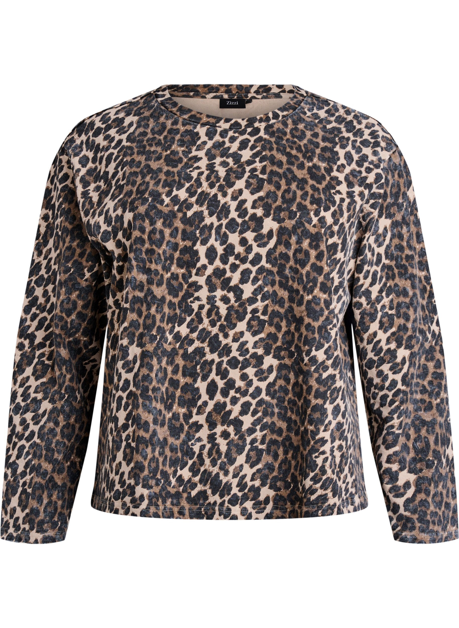 Gewassen sweatshirt met luipaardprint