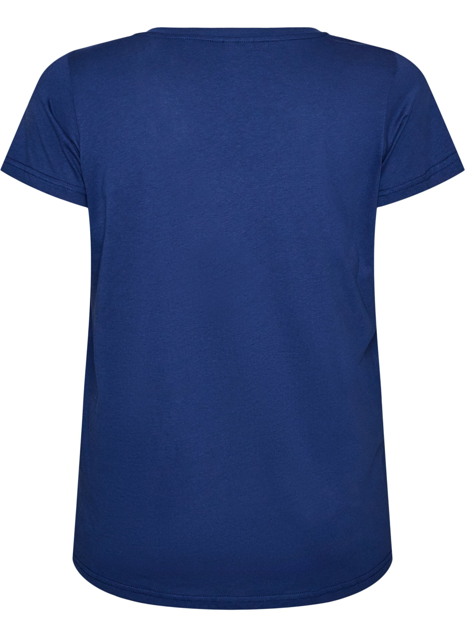 ZizziKatoenen T-shirt met V-hals en print aan de voorkant, 1447, Packshot image number 1