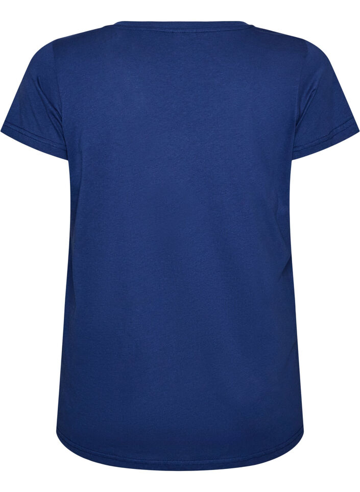 Katoenen T-shirt met V-hals en print aan de voorkant, 1447, Packshot image number 1