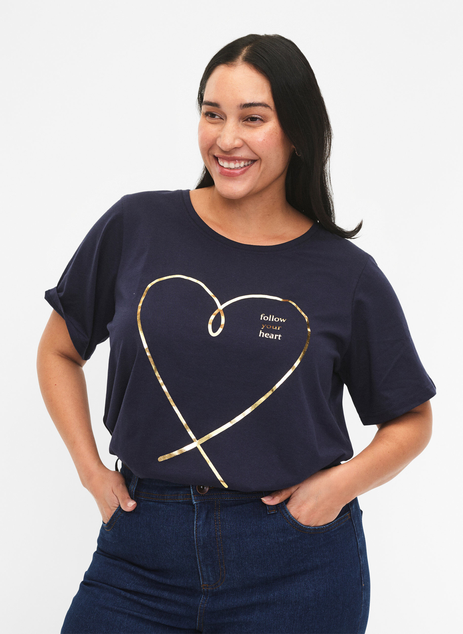 ZizziFLASH - T-shirt met motief, Navy Blazer, Model image number 0