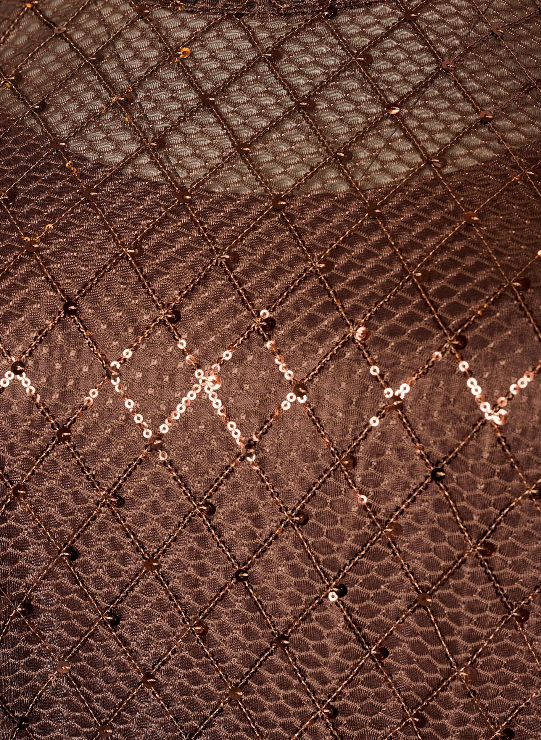 ZizziRobe courte en sequins avec motif &agrave; losanges, Marron, Packshot image number 2