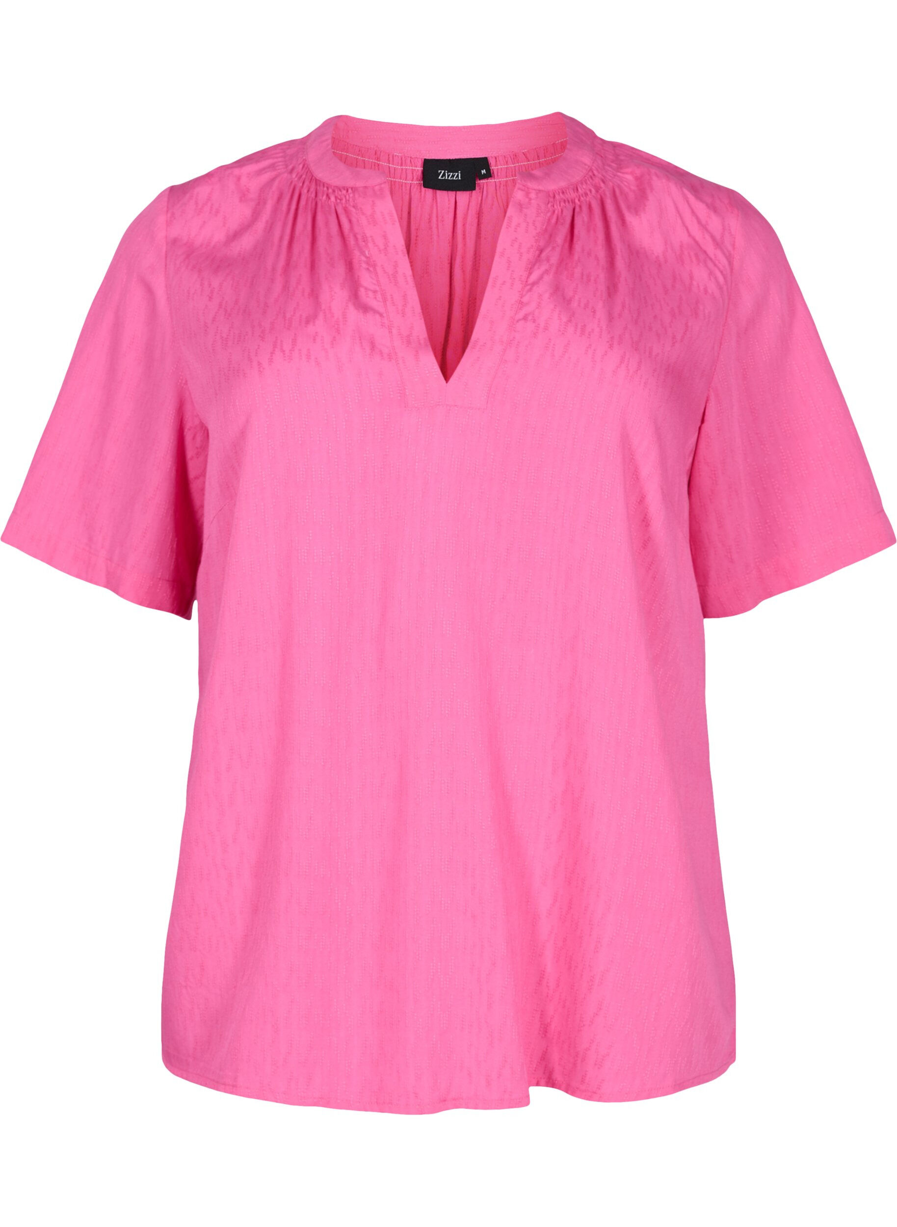 ZizziViscose blouse met korte mouwen en v-hals, Shocking Pink, Packshot image number 0