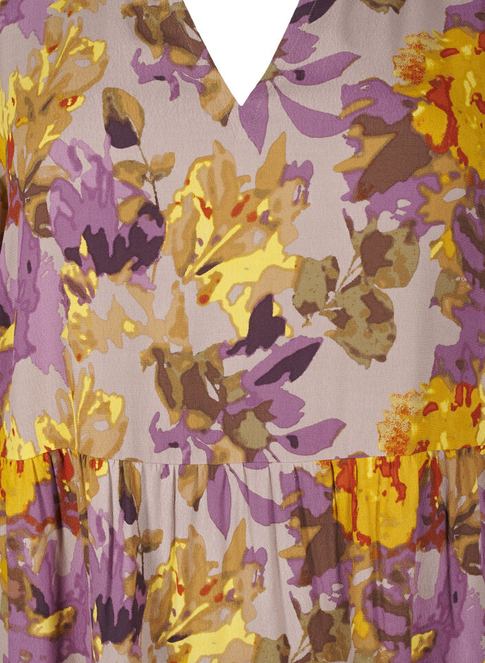 Tuniek met lange mouwen en bloemenprint, Purple Flower, Packshot image number 2